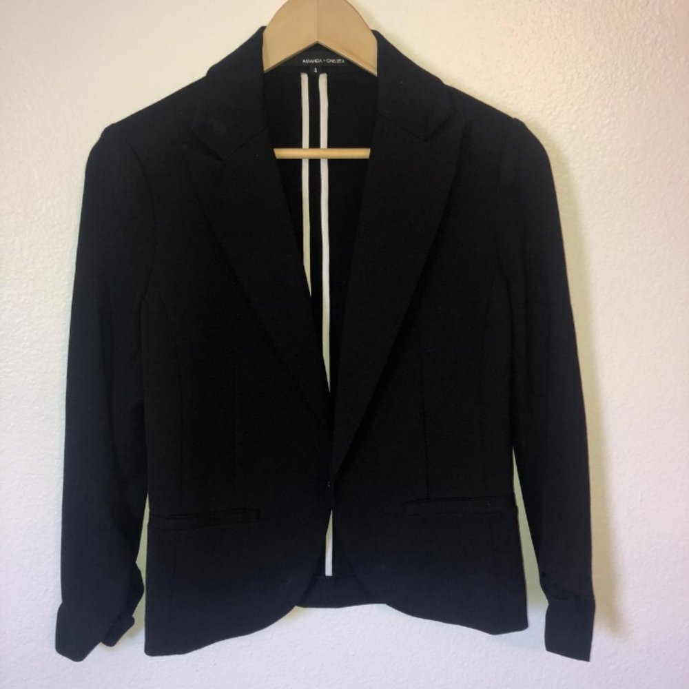 Amanda Chelsea Notched Lapel Blazer Jacket Black